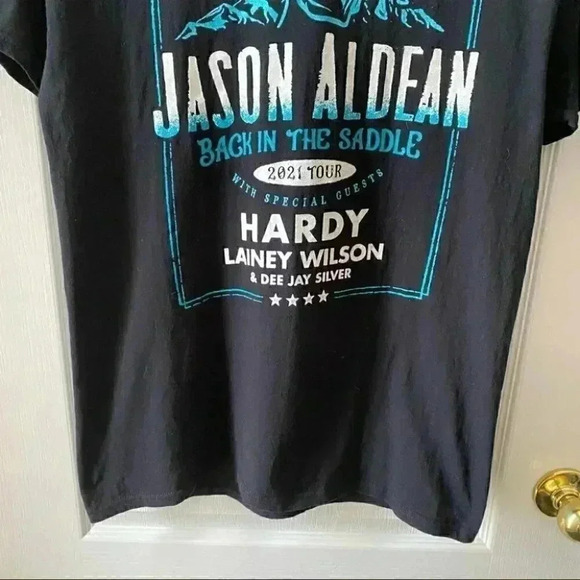 Jason Aldean T-Shirt Back in the Saddle 2021 Concert  Tour Band Tee Black Medium - Picture 7 of 16